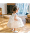 Cute White Lace Tulle A- Line Cheap Simple Long Flower Girl Dresses, FGS0040