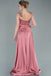 Elegant Pink Spaghetti Strap A-Line Side Slit Long Prom Dresses,WGP431