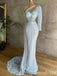 Stunning Blue One Shoulder Mermaid Party Dress Long Prom Dresses to Impress ,WGP1621