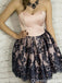 Gorgeous Strapless Lace A-line Short Mini Homecoming Dress,QB1063