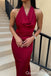 Gorgeous Halter Open Back Wine Mermaid Long Party Dress Prom Dresses ,WGP1880