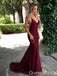 Sexy Gorgeous Spaghetti Straps Deep V-neck Open Back Lace Appliques Mermaid Evening Gown Maxi Long Formal Dresses Prom Dresses,WGP825