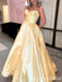 Glamorous Yellow Satin A-line Ball Gown Prom Dress - Strapless Corset Formal Evening Gown, WGP626