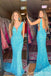 Stunning Blue Plunging Mermaid Party Dress Long Prom Dresses to Impress ,WGP1710