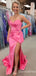 Sexy Strapless Sheath V Neck Open Back Evening Gown Maxi Long Formal Dresses Prom Dresses with High Slit,WGP827