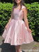 Elegant Spaghetti Strap A-line Short Mini Homecoming Dress,QB1079