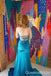 Blue Mermaid Strapless Lace Up Back Evening Gown Maxi Long Formal Dresses Prom Dresses with Side Slit ,WGP968