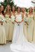 Mismatched Light Yellow Sheath Long Bridesmaid Dresses , BDS0207