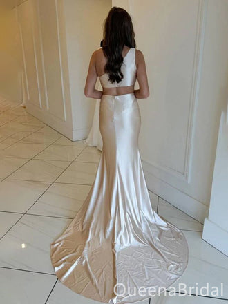 One Shoulder Mermaid Long Prom Dresses with Trailing,WGP1564
