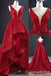 Sparkle Red High Low Lace Up Back Long Prom Dresses to Impress with Train,WGP1336