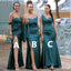 Mismatched Green Mermaid Long Bridesmaid Dresses , BDS0180