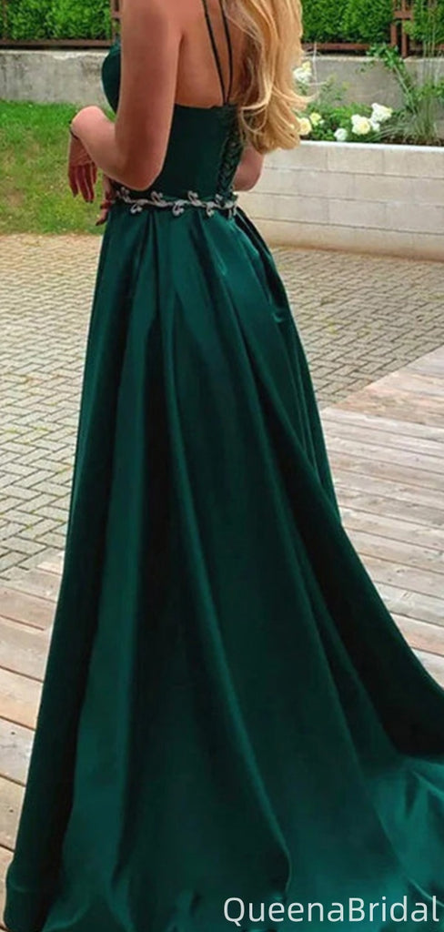 Elegant Spaghetti Strap V-neck A-line Long Formal Gown to Impress,WGP2023
