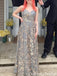 Casual Spaghetti Strap V-neck A-line Long Prom Dress Ideas, Evening Party Dresses,WGP1996