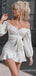 Sexy Elegant White Long Sleeves Off-the-shoulder Mermaid Sweetheart Short Homecoming Dresses Tight , QB0629