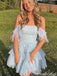 Elegant Spaghetti Strap Off-shoulder A-line Short Mini Homecoming Dress,QB1090