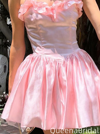 Elegant Strapless Sweetheart A-line Short Mini Homecoming Dress,QB1097