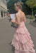 Elegant Light Pink Tiered Sheath Long Prom Dresses  ,WGP1583