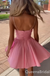 Stylish Pink Spaghetti Straps Sweetheart A-line Graduation Party Short Homecoming Dresses Formal Evening Party Dresses, QB0823