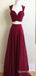 Two Pieces Burgundy Sweetheart Sheer Corset A-line Evening Gown Maxi Long Formal Dresses Prom Dresses ,WGP951