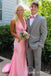 Gorgeous Pink/Yellow V Neck Mermaid Long Prom Dresses  ,WGP1597