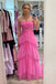 Elegant Pink Spaghetti Strap A-Line  Ruffles Long Prom Dresses,WGP440
