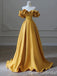 Sexy Yellow Strapless A-line Party Dress Long Prom Dresses to Impress ,WGP1397