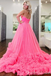 Gorgeous Strapless Pink Ruffles Sweetheart Tulle A-line Party Dress Long Prom Dresses to Impress ,WGP1633