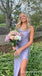 Spaghetti Straps Lilac Sheath Evening Gown Maxi Long Evening Party Prom Dresses with Side Slit,WGP1214