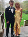 Sexy Yellow Spaghetti Straps High Low Party Dress Long Prom Dresses to Impress ,WGP1399