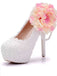 Women's Wedding Shoes Lace Shoes Beaded Flower Shoes High Heel Bridal Shoes,H36