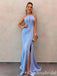Elegant Lace Up Back Sheath Evening Gown Maxi Long Formal Dresses Prom Dresses with Side Slit,WGP977