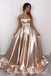 Champagne Sparkle A-line Strapless Evening Gown Maxi Long Evening Party Prom Dresses with Pleats ,WGP1064