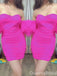 Hot Pink Off-the-shoulder Sweetheart Mermaid Graduation Party Short Homecoming Dresses,QB0755