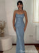 Sexy Shiny Blue Spaghetti Straps Mermaid Long Prom Dresses ,WGP1627