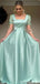 Elegant Square Short Sleeves A-line Long Formal Gown to Impress,WGP2024