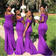 Elegant Dark Purple Off Shoulder Simple Cheap Mermaid Long Bridesmaid Dresses, BDS0199