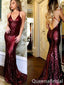 Stunning Burgundy Mermaid Spaghetti Straps Party Dress Long Prom Dresses to Impress ,WGP1527