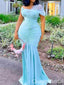 Gorgeous Blue One Shoulder Mermaid Long Prom Dresses ,WGP1639