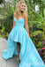 Elegant Blue Strapless Sweetheart High Low A-line Long Prom Dresses ,WGP1640