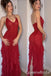 Sexy Red Halter V Neck Mermaid Long Prom Dresses ,WGP1644