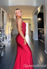 Sexy Red Spaghetti Straps Beaded Mermaid Long Prom Dresses ,WGP1645