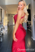 Sexy Red Spaghetti Straps Beaded Mermaid Long Prom Dresses ,WGP1645