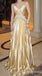 Gold Spaghetti Straps A-line Evening Gown Maxi Long Evening Party Prom Dresses ,WGP1219