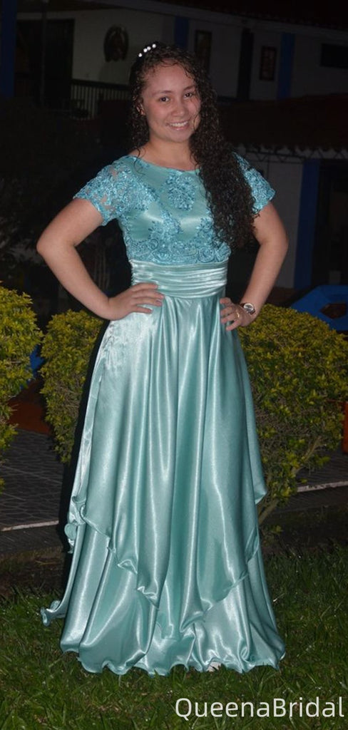 Gorgeous Short Sleeves A-line Long Formal Gown to Impress,WGP2225