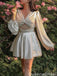Elegant Long Sleeves A-line Short Mini Homecoming Dress,QB1127