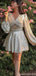 Elegant Long Sleeves A-line Short Mini Homecoming Dress,QB1127