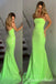 Shiny Green Strapless Mermaid Long Prom Dresses with Trailing,WGP1656