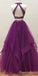 Grape Halter Two Pieces A-line Layer Fluffy Evening Gown Maxi Long Evening Party Prom Dresses ,WGP1073