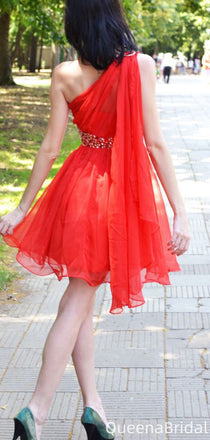 Casual One-shoulder A-line Short Mini Homecoming Dress,QB1139