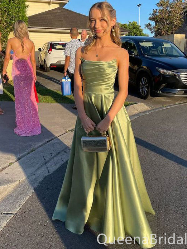 Elegant Green Strapless A-line Long Prom Party Dress to Impress ,WGP1442